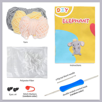 Kit de crochet Éléphant Gris pour débutants