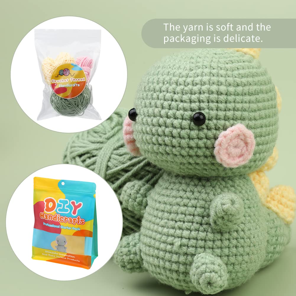 Kit de crochet dinosaure vert pour débutants