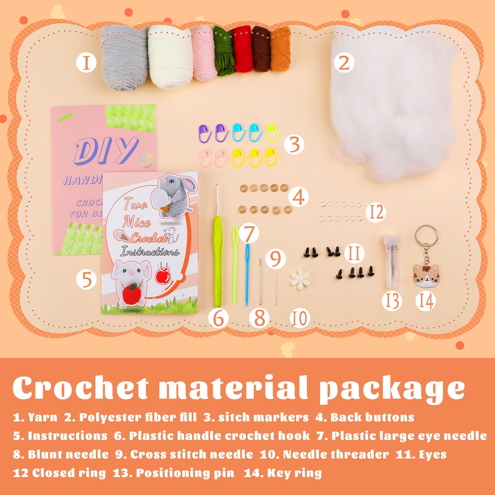 2 kits de crochet pour débutants représentant une famille de hamsters 