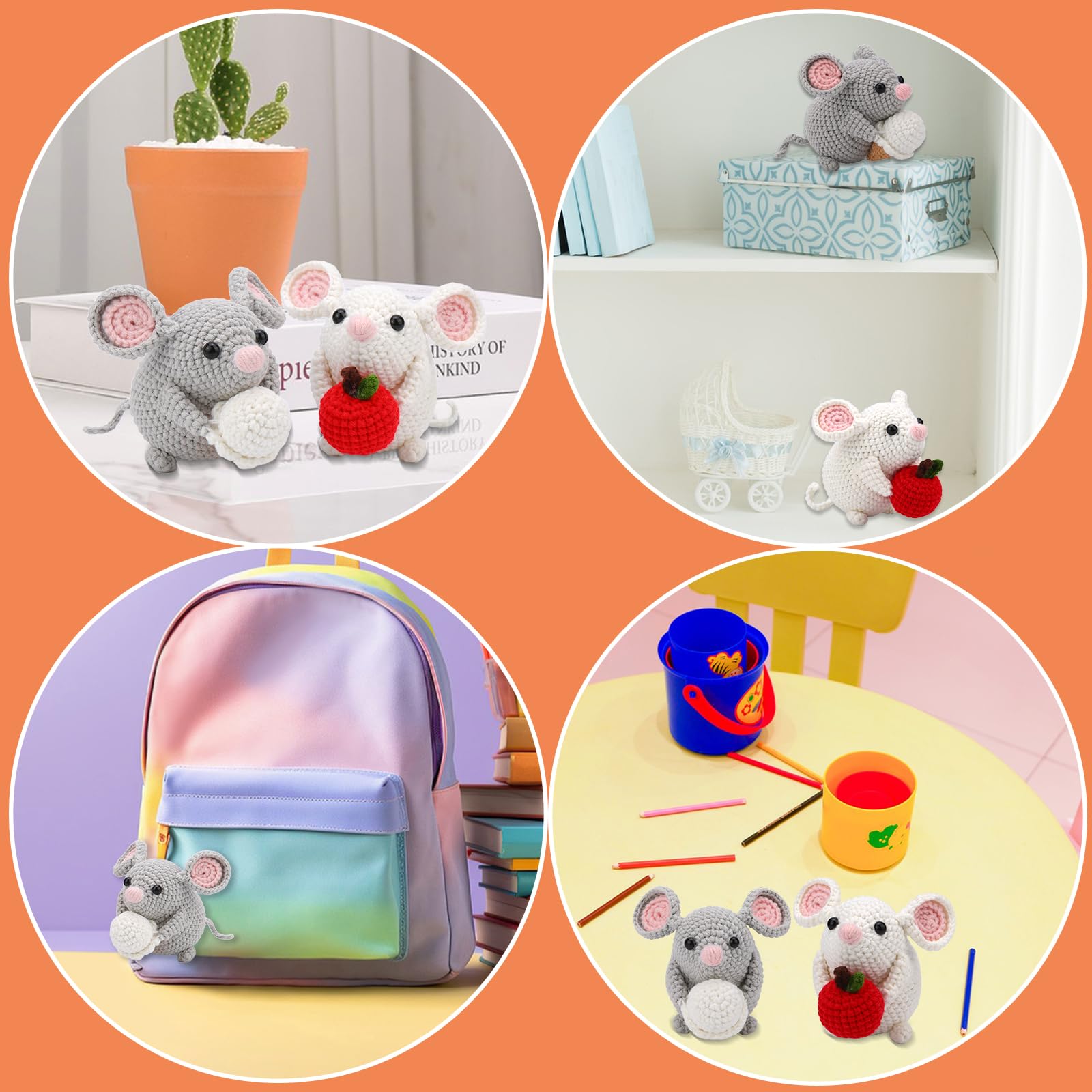 2 kits de crochet pour débutants représentant une famille de hamsters 