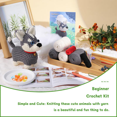 Kits de crochet pour débutants en forme de chien Husky