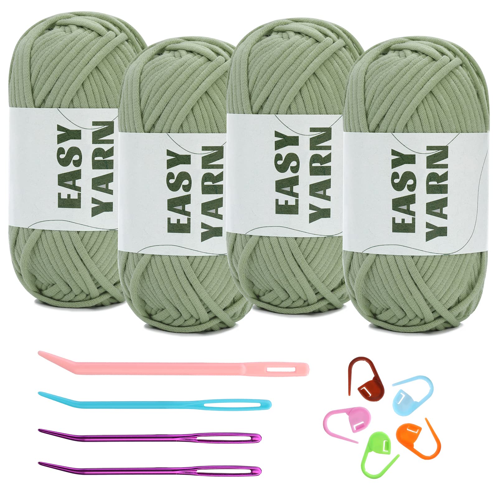 (4x50g) Crochet Yarn for Beginners with Easy-to-See Stitches - 21 Colors