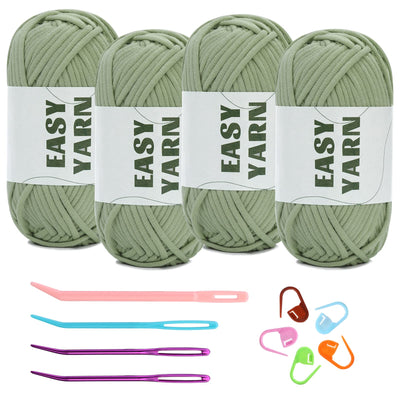 (4x50g) Crochet Yarn for Beginners with Easy-to-See Stitches - 21 Colors