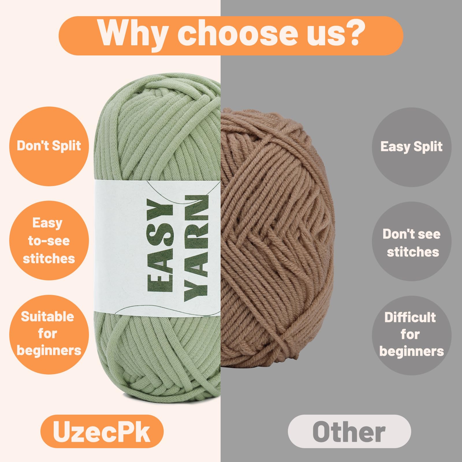 (4x50g) Crochet Yarn for Beginners with Easy-to-See Stitches - 21 Colors