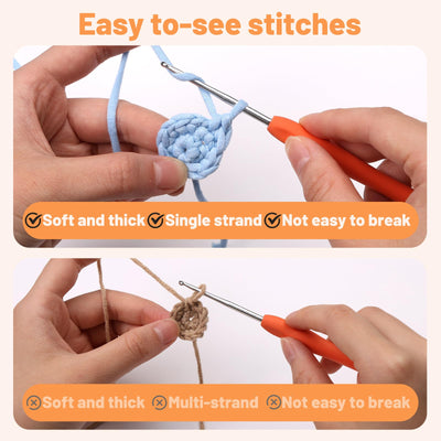 (4x50g) Crochet Yarn for Beginners with Easy-to-See Stitches - 21 Colors