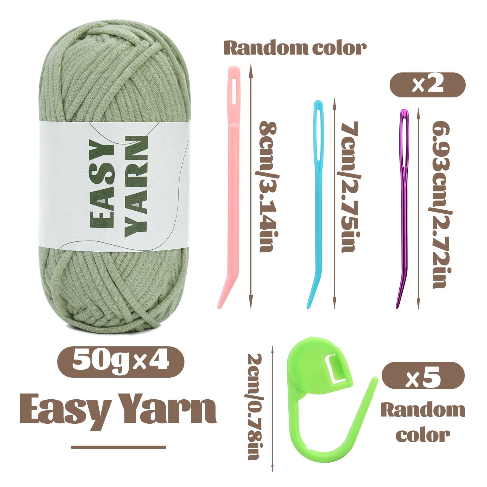 (4x50g) Crochet Yarn for Beginners with Easy-to-See Stitches - 21 Colors