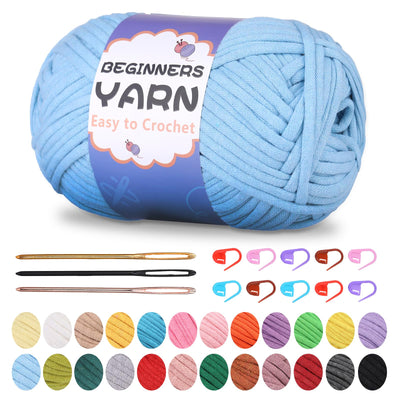 200g Easy Yarn, Crochet Yarn for Beginners Crochet Kit - 24 Colors