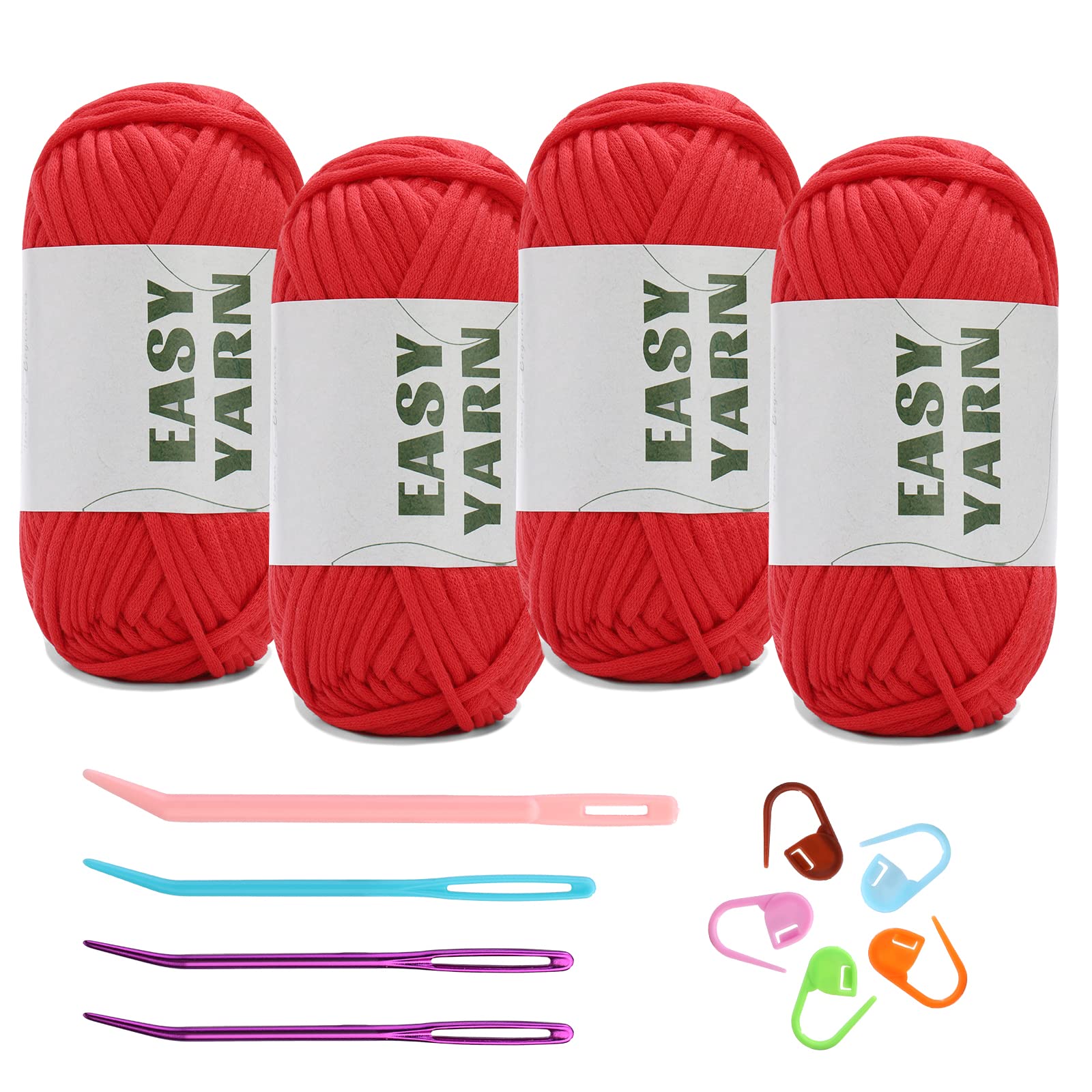 (4x50g) Crochet Yarn for Beginners with Easy-to-See Stitches - 21 Colors