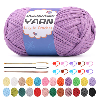 200g Easy Yarn, Crochet Yarn for Beginners Crochet Kit - 24 Colors