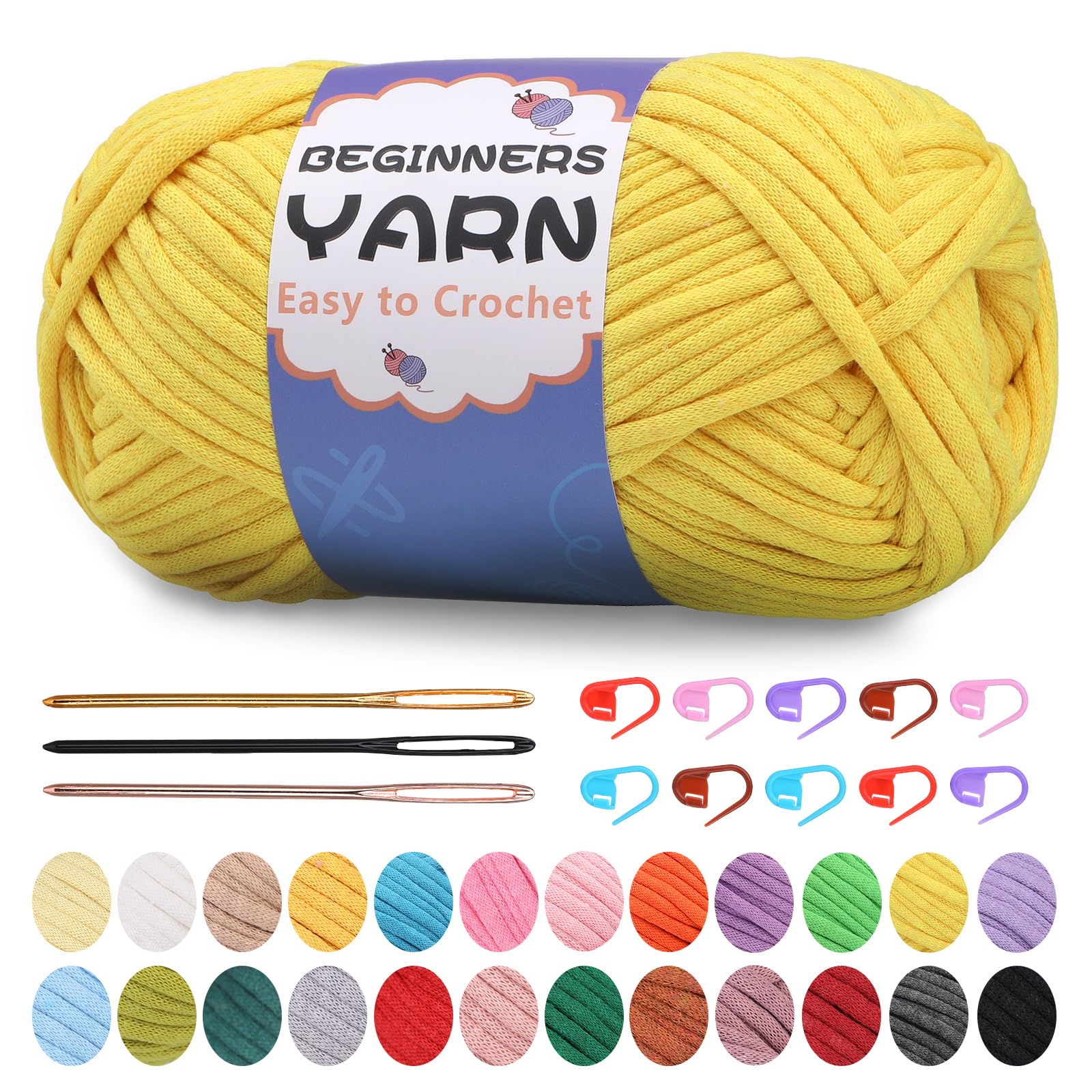 200g Easy Yarn, Crochet Yarn for Beginners Crochet Kit - 24 Colors