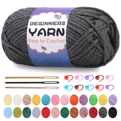 200g Easy Yarn, Crochet Yarn for Beginners Crochet Kit - 24 Colors