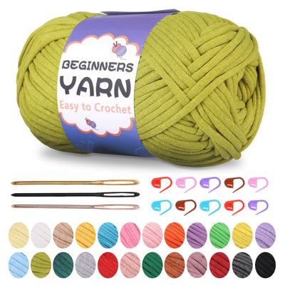 200g Easy Yarn, Crochet Yarn for Beginners Crochet Kit - 24 Colors