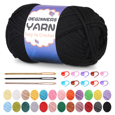200g Easy Yarn, Crochet Yarn for Beginners Crochet Kit - 24 Colors
