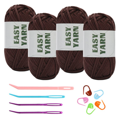 (4x50g) Crochet Yarn for Beginners with Easy-to-See Stitches - 21 Colors