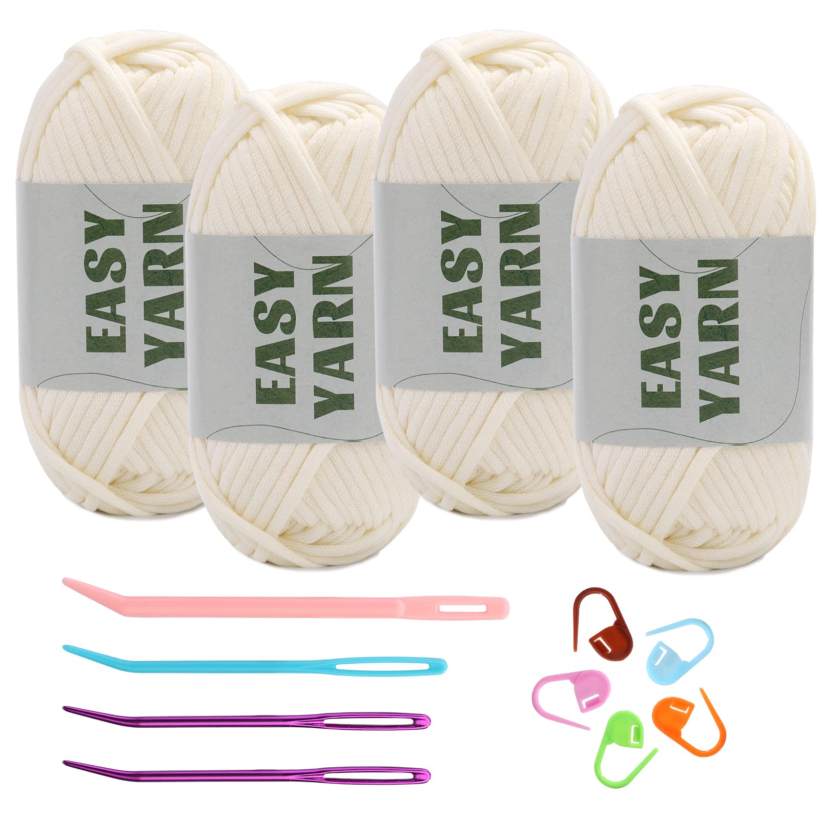 (4x50g) Crochet Yarn for Beginners with Easy-to-See Stitches - 21 Colors