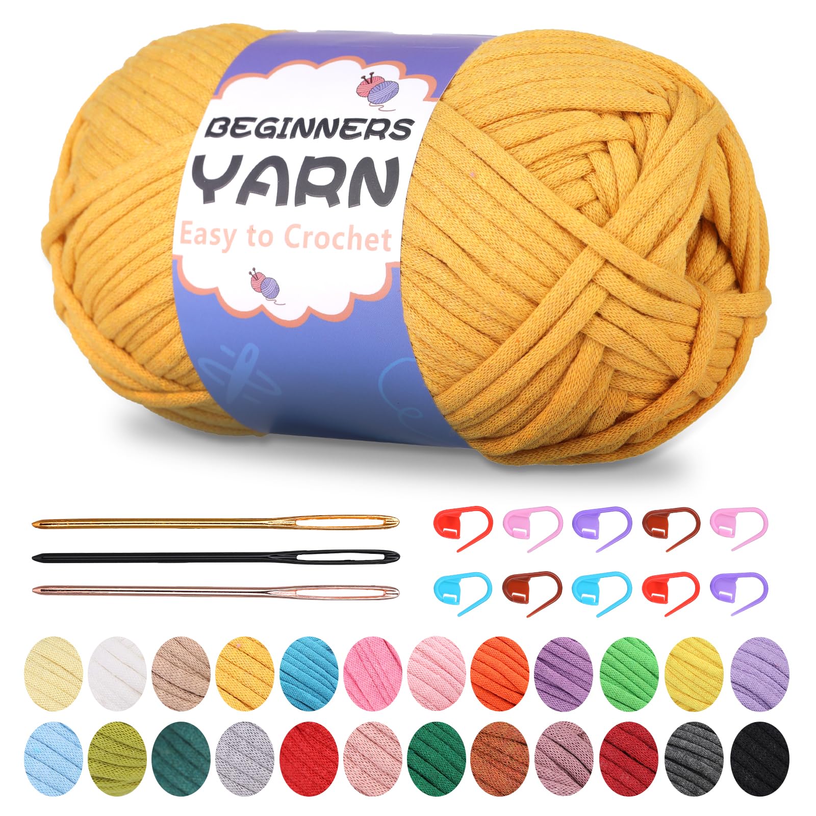 200g Easy Yarn, Crochet Yarn for Beginners Crochet Kit - 24 Colors