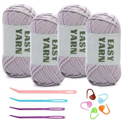 (4x50g) Crochet Yarn for Beginners with Easy-to-See Stitches - 21 Colors