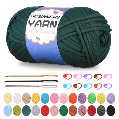 200g Easy Yarn, Crochet Yarn for Beginners Crochet Kit - 24 Colors