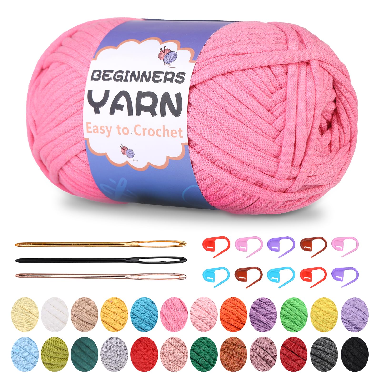 200g Easy Yarn, Crochet Yarn for Beginners Crochet Kit - 24 Colors