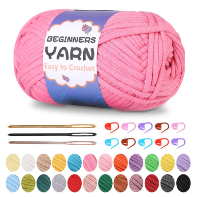 200g Easy Yarn, Crochet Yarn for Beginners Crochet Kit - 24 Colors