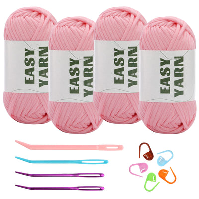 (4x50g) Crochet Yarn for Beginners with Easy-to-See Stitches - 21 Colors