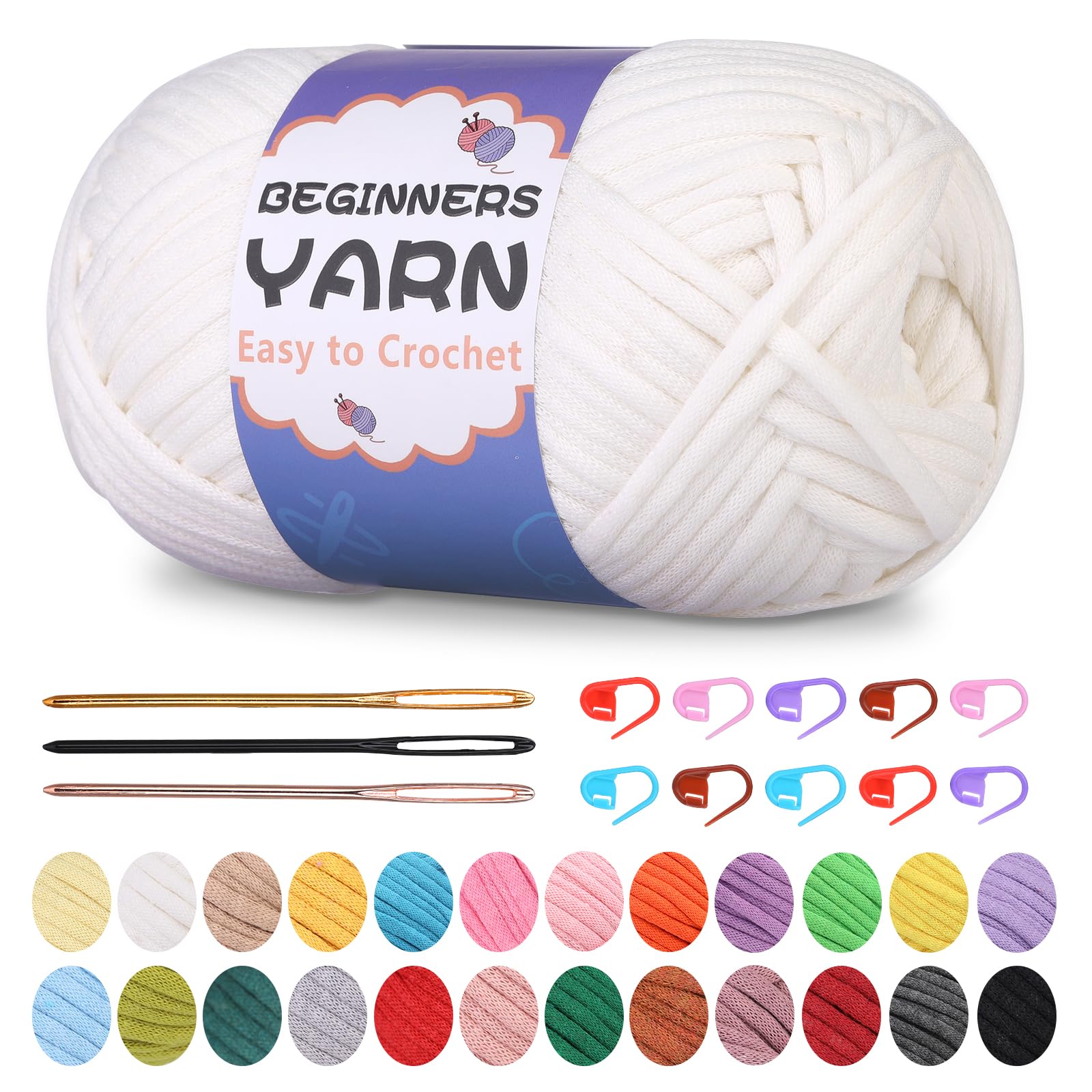 200g Easy Yarn, Crochet Yarn for Beginners Crochet Kit - 24 Colors