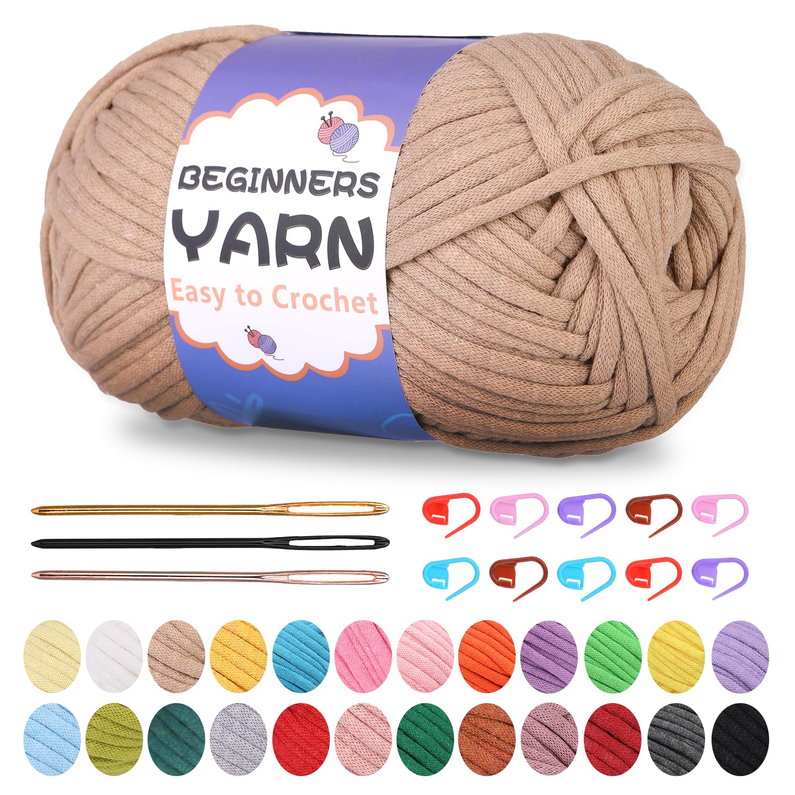 200g Easy Yarn, Crochet Yarn for Beginners Crochet Kit - 24 Colors