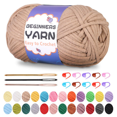200g Easy Yarn, Crochet Yarn for Beginners Crochet Kit - 24 Colors