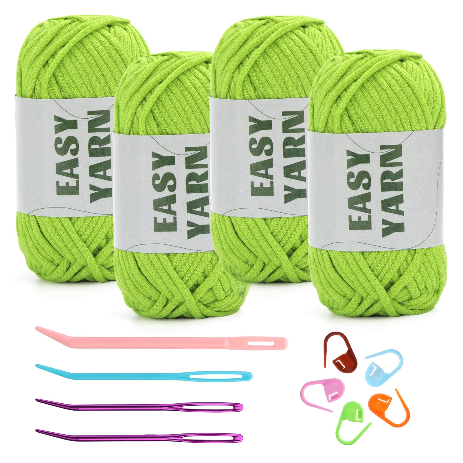 (4x50g) Crochet Yarn for Beginners with Easy-to-See Stitches - 21 Colors