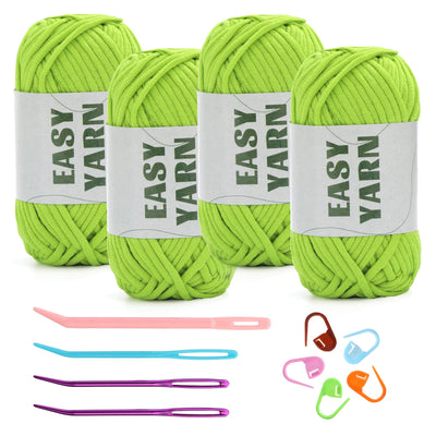 (4x50g) Crochet Yarn for Beginners with Easy-to-See Stitches - 21 Colors