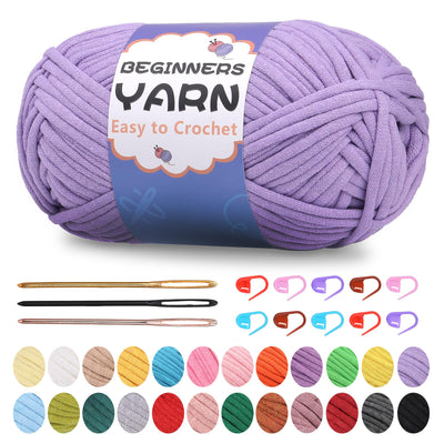 200g Easy Yarn, Crochet Yarn for Beginners Crochet Kit - 24 Colors