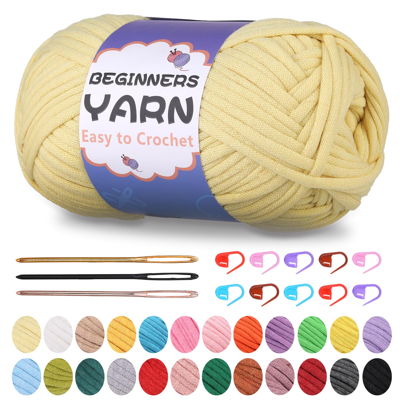 200g Easy Yarn, Crochet Yarn for Beginners Crochet Kit - 24 Colors
