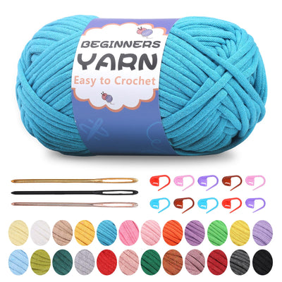 200g Easy Yarn, Crochet Yarn for Beginners Crochet Kit - 24 Colors