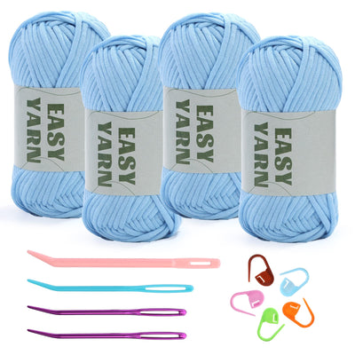 (4x50g) Crochet Yarn for Beginners with Easy-to-See Stitches - 21 Colors