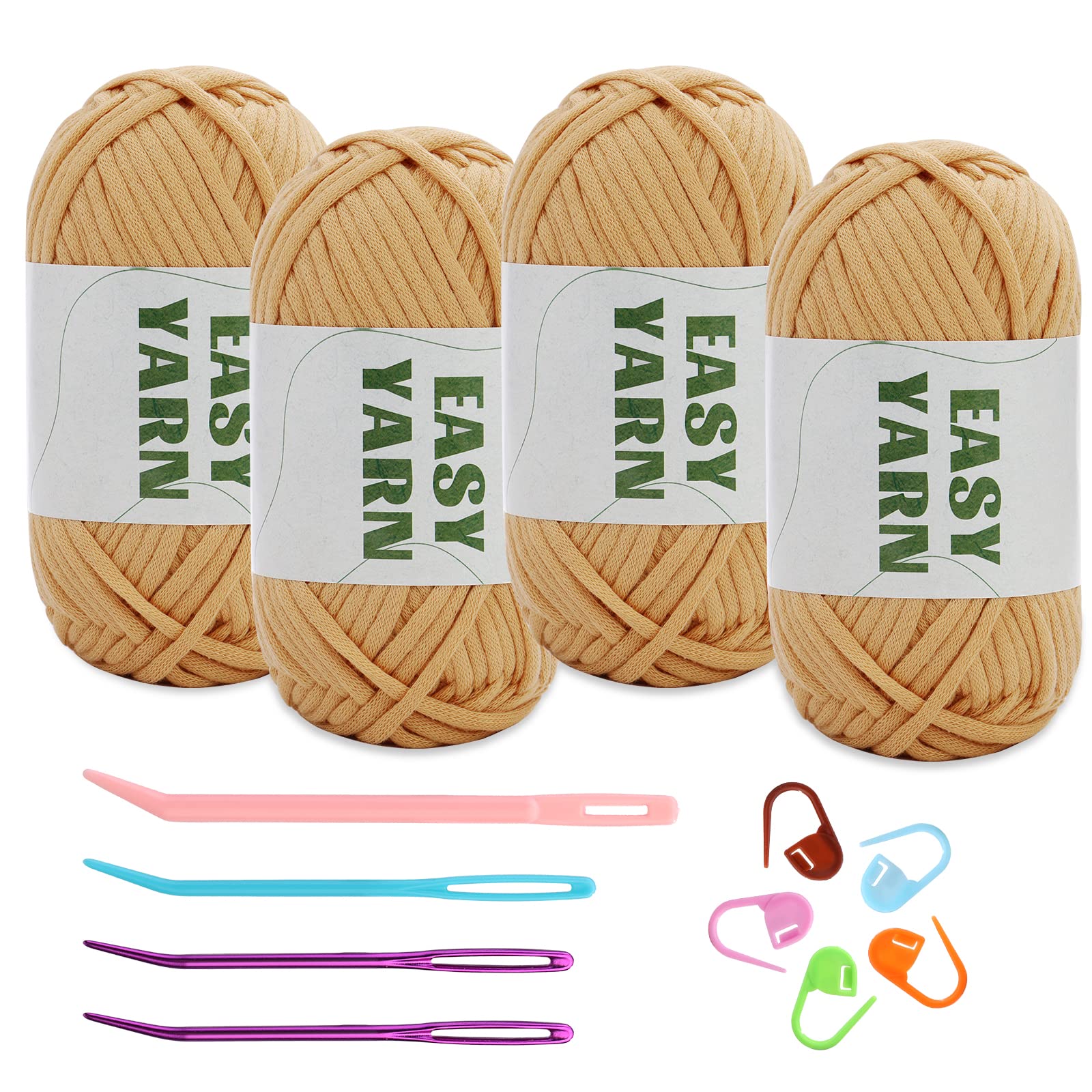 (4x50g) Crochet Yarn for Beginners with Easy-to-See Stitches - 21 Colors
