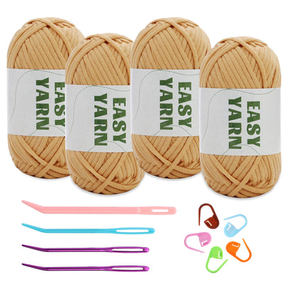 (4x50g) Crochet Yarn for Beginners with Easy-to-See Stitches - 21 Colors