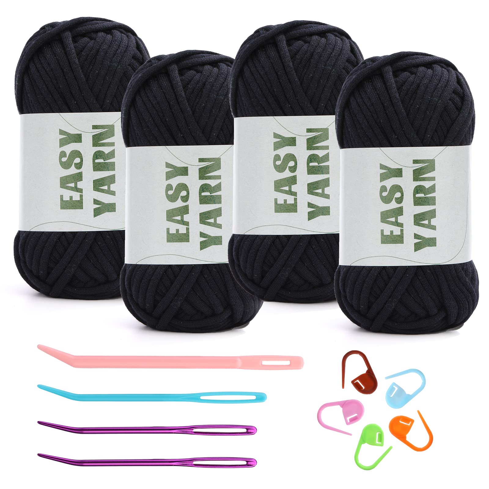 (4x50g) Crochet Yarn for Beginners with Easy-to-See Stitches - 21 Colors