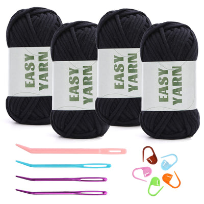 (4x50g) Crochet Yarn for Beginners with Easy-to-See Stitches - 21 Colors