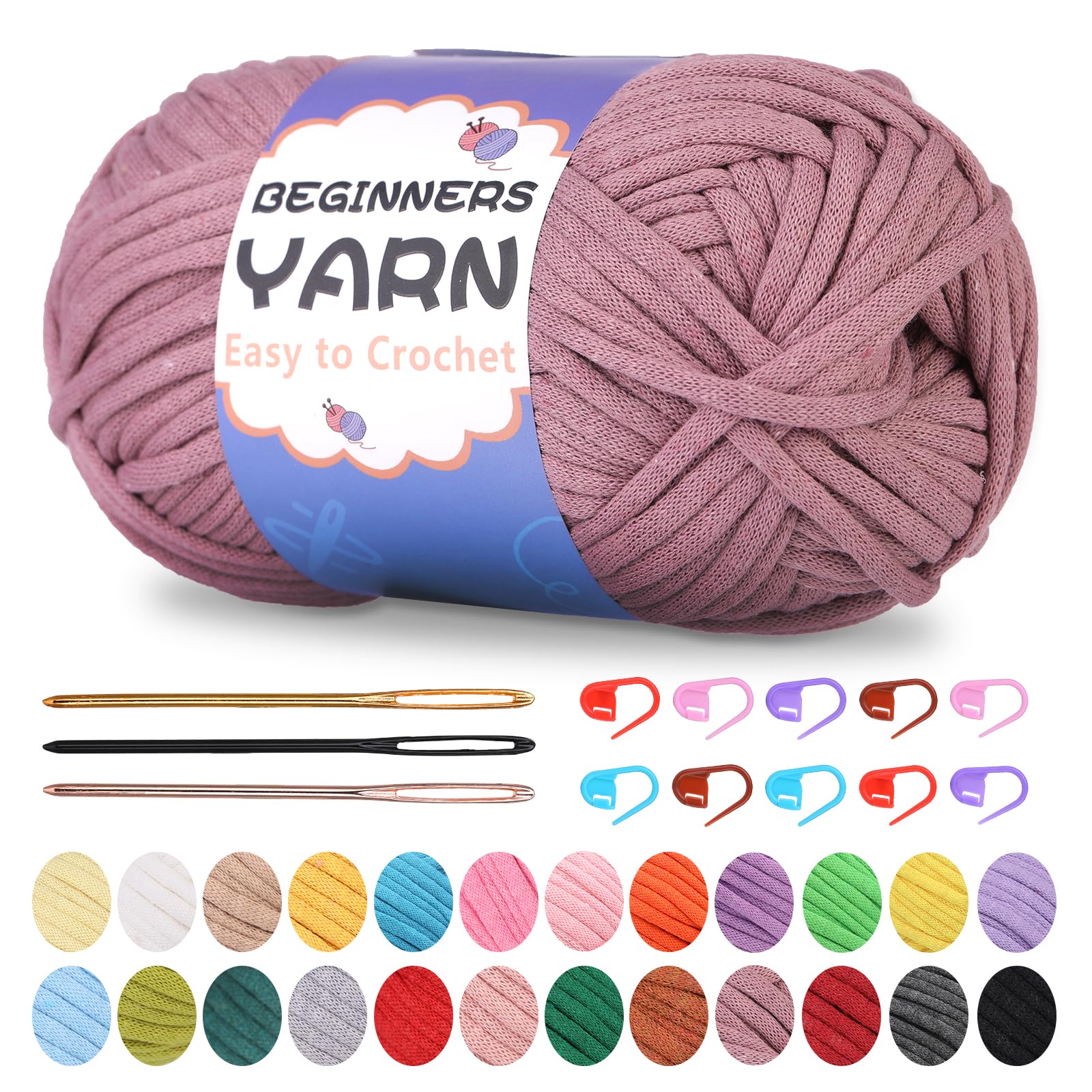 200g Easy Yarn, Crochet Yarn for Beginners Crochet Kit - 24 Colors