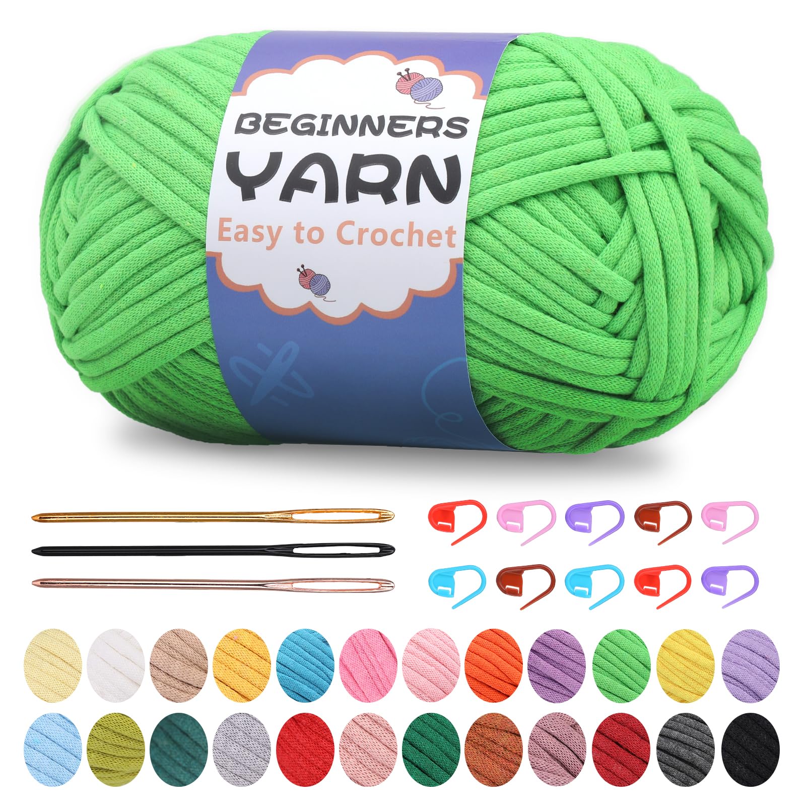 200g Easy Yarn, Crochet Yarn for Beginners Crochet Kit - 24 Colors
