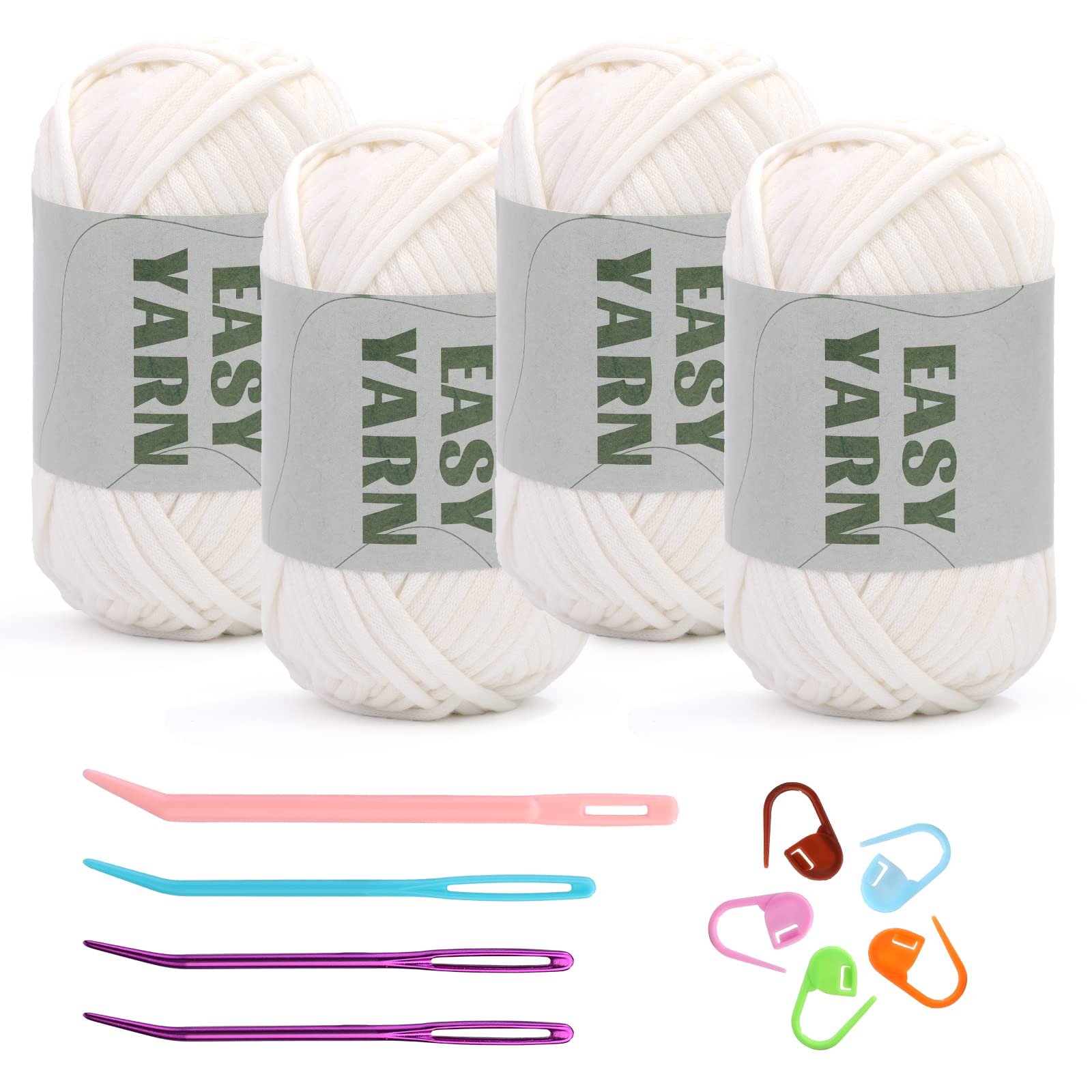 (4x50g) Crochet Yarn for Beginners with Easy-to-See Stitches - 21 Colors