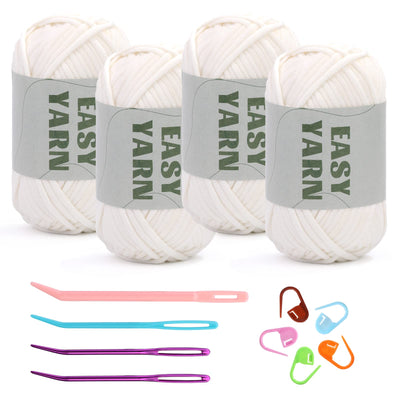 (4x50g) Crochet Yarn for Beginners with Easy-to-See Stitches - 21 Colors