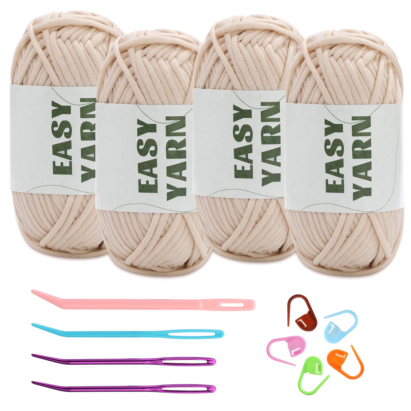 (4x50g) Crochet Yarn for Beginners with Easy-to-See Stitches - 21 Colors