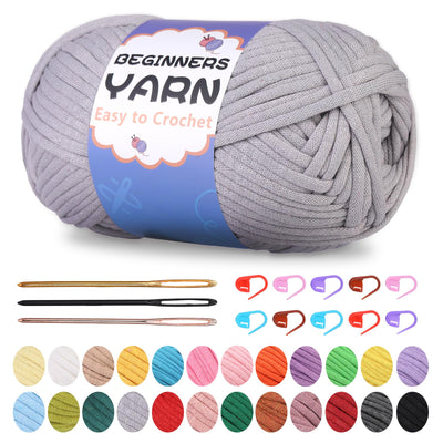200g Easy Yarn, Crochet Yarn for Beginners Crochet Kit - 24 Colors
