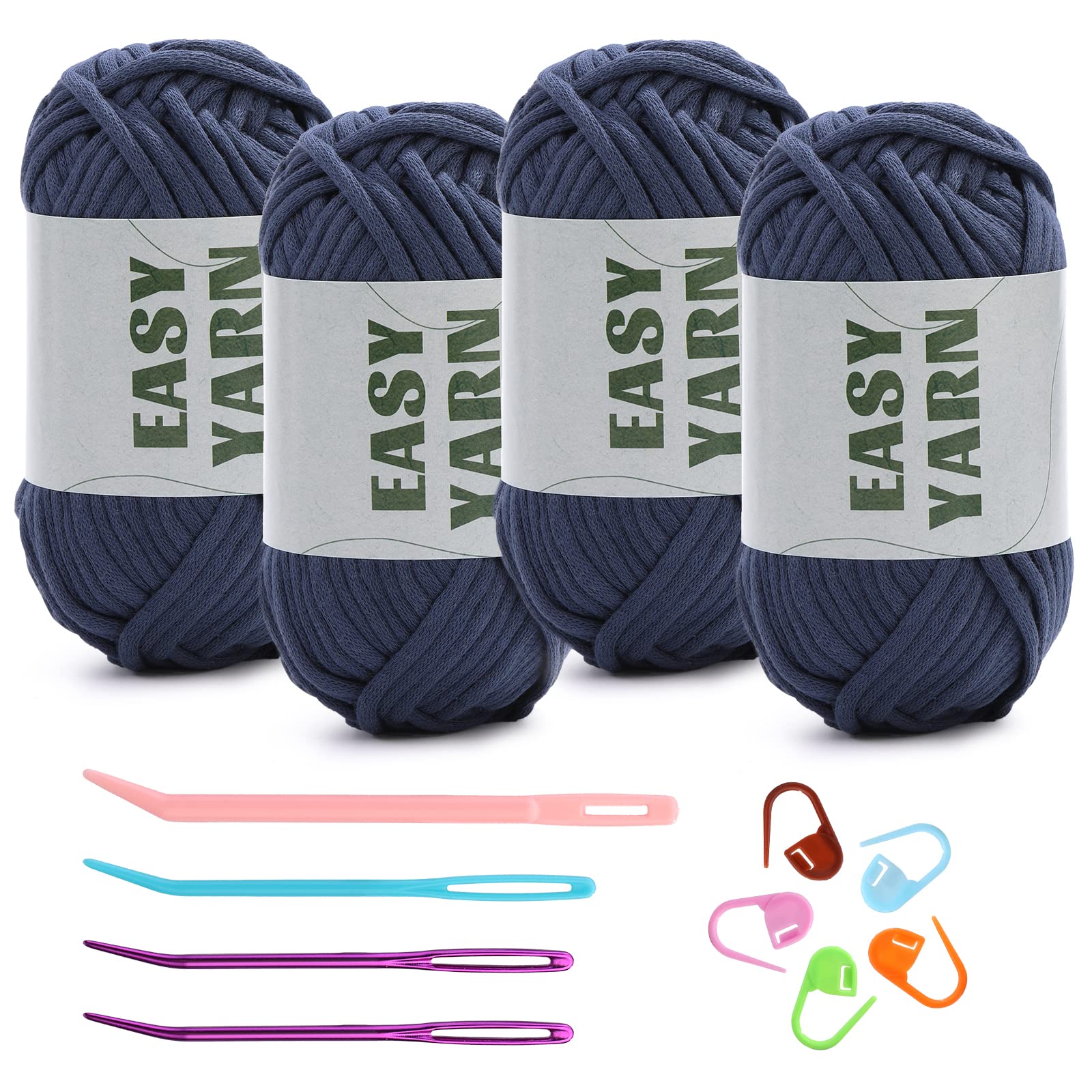 (4x50g) Crochet Yarn for Beginners with Easy-to-See Stitches - 21 Colors