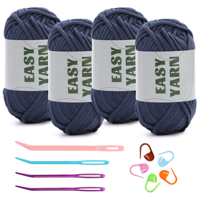 (4x50g) Crochet Yarn for Beginners with Easy-to-See Stitches - 21 Colors