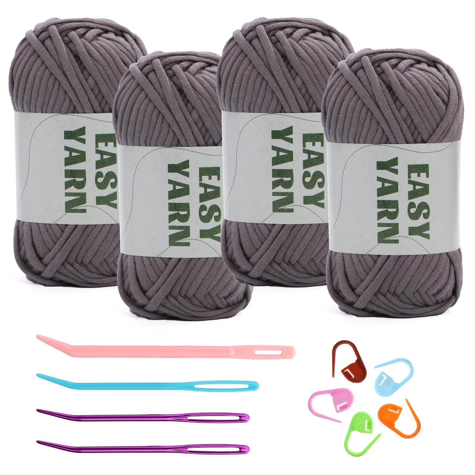 (4x50g) Crochet Yarn for Beginners with Easy-to-See Stitches - 21 Colors