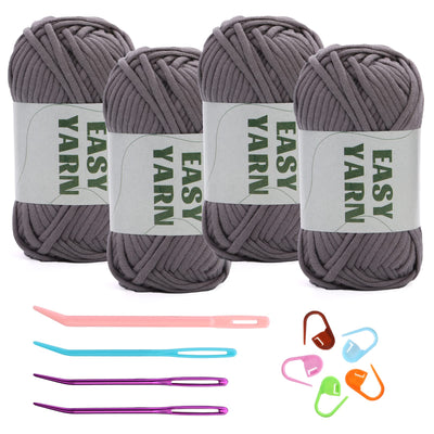 (4x50g) Crochet Yarn for Beginners with Easy-to-See Stitches - 21 Colors