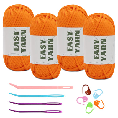 (4x50g) Crochet Yarn for Beginners with Easy-to-See Stitches - 21 Colors