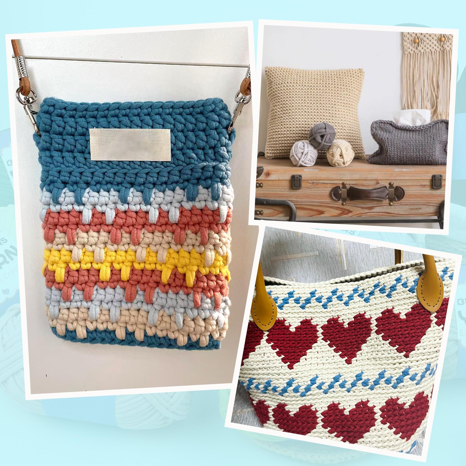200g Easy Yarn, Crochet Yarn for Beginners Crochet Kit - 24 Colors